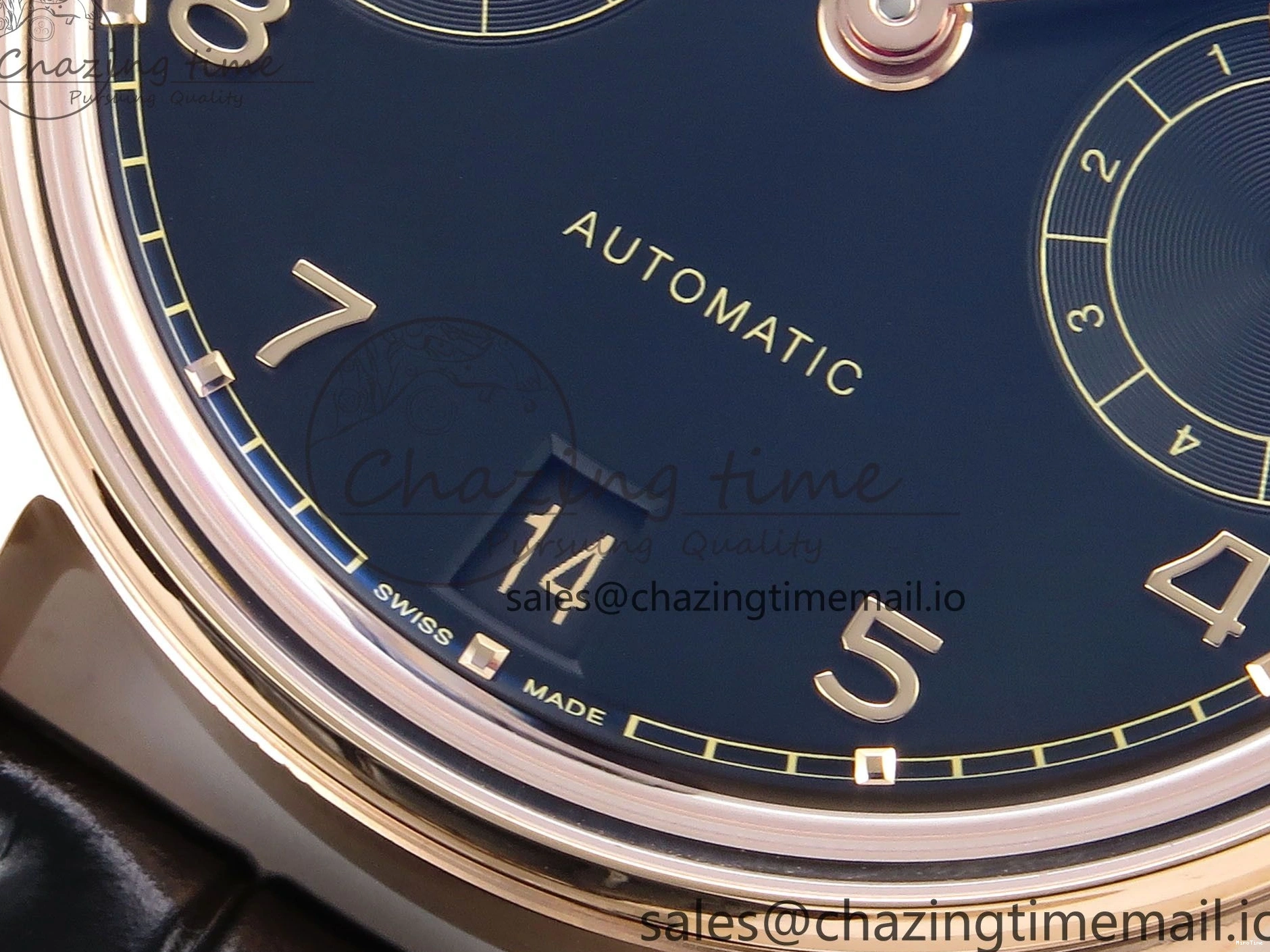 MIROTIME 0110 Portugieser Automatic 42mm RG APSF 1:1 Best Edition Black Dial on Black Leather Strap A Original 7007